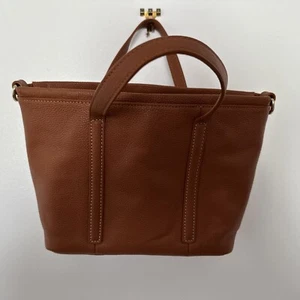 Echte einfache hellbraune Ledertasche Handtasche OHNE SCHULTERRIEMEN HERVORRAGENDER Zustand - Bild 1 von 24