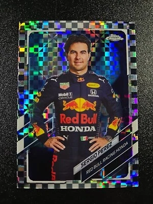 Checker Refractor Sergio Perez Portrait 2021 Topps Chrome Formula 1 F1 Card #4 - Image 1 of 2