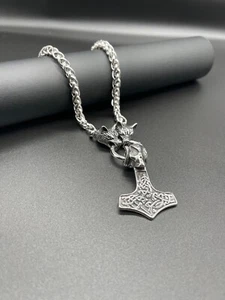 Halskette Thors Hammer Wikinger Vikings Valhalla Rune Thor Odin Fenris Fenrir - Bild 1 von 2