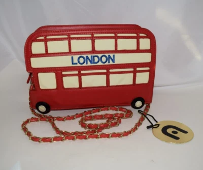 NEW Nila Anthony Black Satchel LONDON DECKER BUS Handbag Purse Chain CROSSBODY - Image 1 of 4