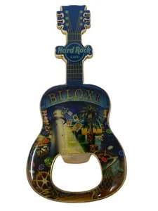 Hard Rock Cafe Biloxi Light House & Casino Chips V8 Flaschenöffner Gitarre Magnet - Bild 1 von 2