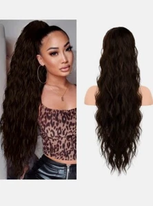 26" Ponytail Extension Drawstring Ponytail for Women Long Thick...Wavy #001 - Picture 1 of 7