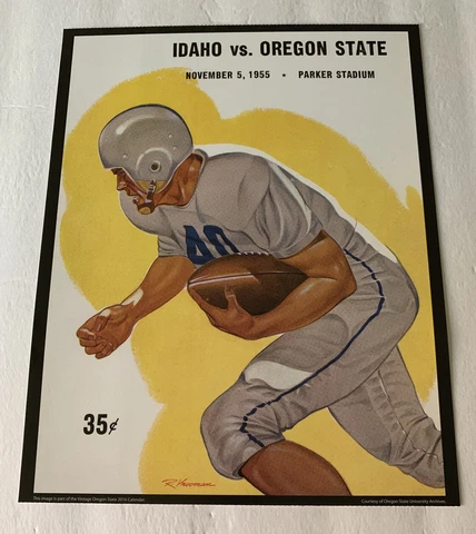 Oregon State Beavers v Idaho Vandals Football 1955 Program Poster Print 14”x11” Cover