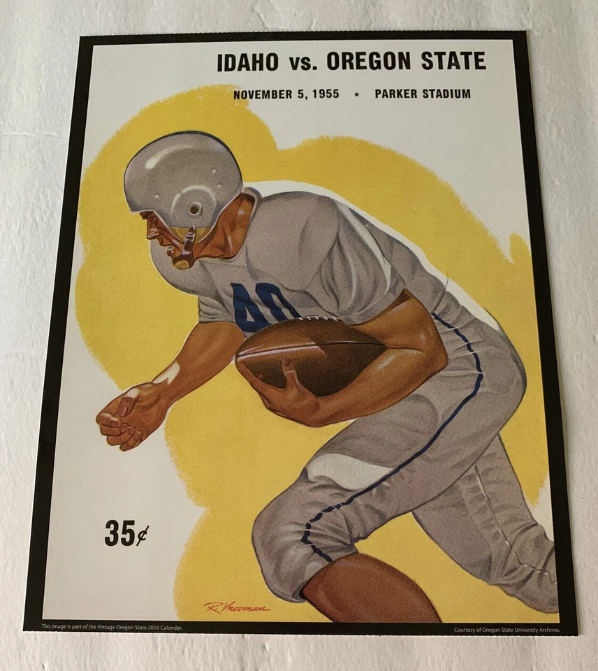 Oregon State Beavers v Idaho Vandals Football 1955 Program Poster Print 14”x11” - Image 1 of 1