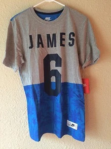 Nike Mens Lebron James 6 Palms Tee Blue Grey Cotton Reg Fit 618934 063 - Picture 1 of 2