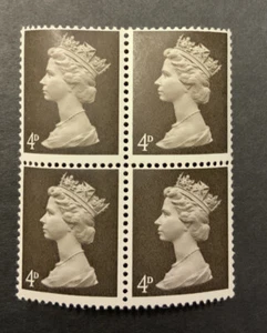 4d Machine pre decimal missing phossphor UM Block Of 4 Head A Gum Arabic - Picture 1 of 1
