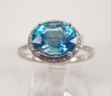 Lab-Created Aquamarine  3.00Ct Oval Cut Halo White Gold Plated Engagement Ring