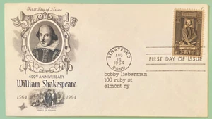 Sc 1250 5c 1964 William Shakespeare 400th Anniversary FDC ArtCraft Cachet - Picture 1 of 3
