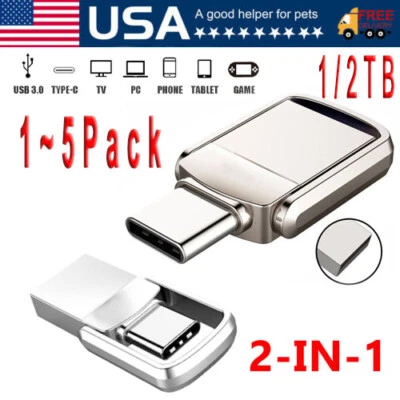 Type C USB 3.0 Flash Drive Thumb Drive Memory Stick for PC Laptop 512GB 1TB 2TB