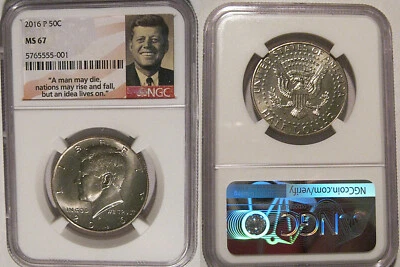 2016 P Kennedy Half Dollar 50c NGC MS 67 - Image 1 of 2