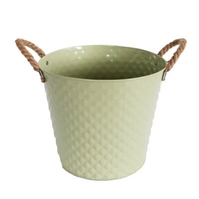 Pflanztopf Pflanzgefäß Zinktopf Diamond Grün 22cm Ø Blumentopf Metall Übertopf - Bild 1 von 4