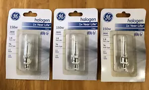 3 New GE 150W T4 Bulb w/ E11 Base Clear 2800 Lumens 120V Mini Candelabra - Picture 1 of 12
