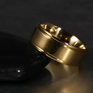 US SELLER Stainless Steel Titanium Plain Classy Wedding gold Band Ring SIZE 6 - Picture 1 of 1