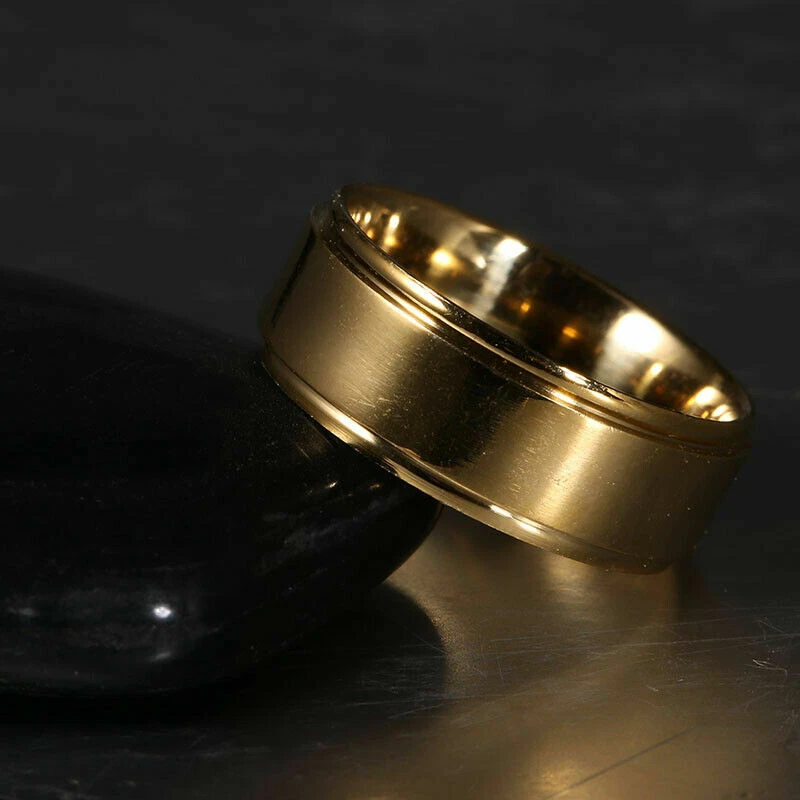 US SELLER Stainless Steel Titanium Plain Classy Wedding gold Band Ring SIZE 6 - Image 1 of 1