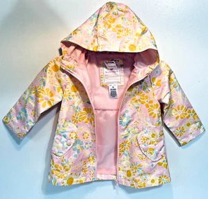 NEW Carter's 4T Girl's Hooded Raincoat/Jacket Lined Pink Yellow Teal Flowers - Picture 1 of 4