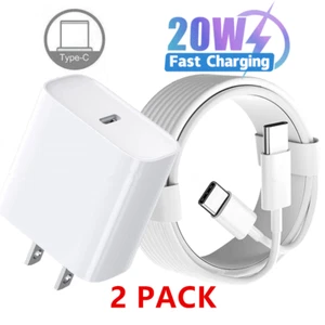 2X20W USB C Fast Charger PD USB C To Type C Cable Power Adapter For iPad Pro Air - Picture 1 of 21