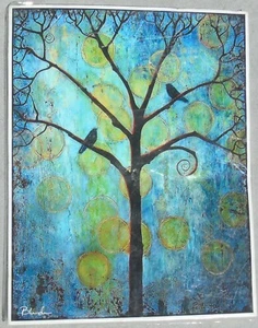 Art Print Blenda 2 Birds in a tree 11" x 13" - Picture 1 of 4