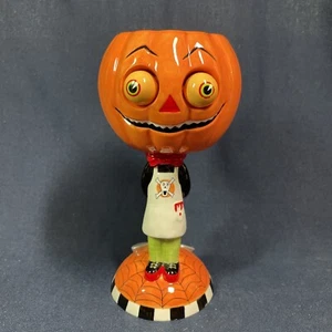 Dept 56 Googly  Eyes Pumpkin Jack O Lantern Goblet 8.5" Cup Spooky Halloween - Picture 1 of 12