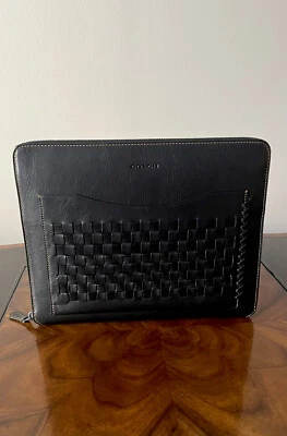 RARE Coach 2017 Rip & Repair Black Sport Calf Leather Zip Around Tech Case $350 - Image 1 of 4