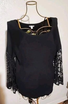 Suéter Cato Negro con Mangas Campana de Encaje ~ Talla 26/28 ~ NUEVO Foto 1 de 4