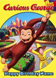 Curious George - Personalisierte Geburtstagskarte Sohn Tochter Junge Mädchen Kinder - Bild 1 von 1