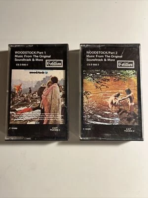 Woodstock Parts 1 & 2 Cassette Tapes lot x2 Music from The Original Soundtrack - Image 1 of 4
