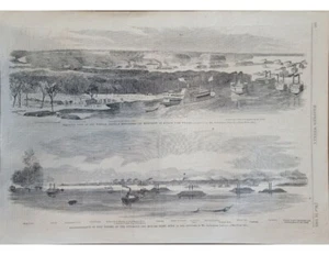 Fort Wright Flottiglia Federale Gun Boats 1862 Harpers Settimanale Guerra Civile Blocco Legno - Foto 1 di 3