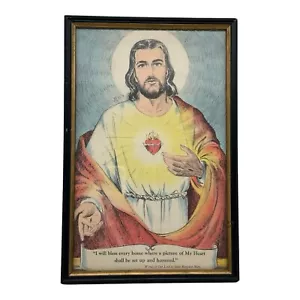 Vintage Jesus Christus Herz gerahmtes Bild Kunstwerk 7,75” x 11,75” - Bild 1 von 7
