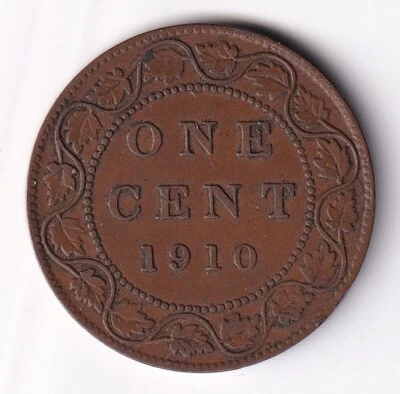 Canada 1910 1c One Large Cent Copper Coin King Edward VII F Fine #2 - Image 1 of 2