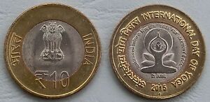 India / India 10 Rupees commemorative coin 2015 International Yoga-Tag p450