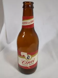 Vintage CINCI LAGER BEER BOTTLE Brown Bottle Paper Label Empty Advertising - Picture 1 of 6