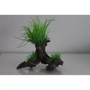 Aquarium Tree Root with Grass Spike Plastic Plants 19 x 10 x 23 cms - Picture 1 of 6