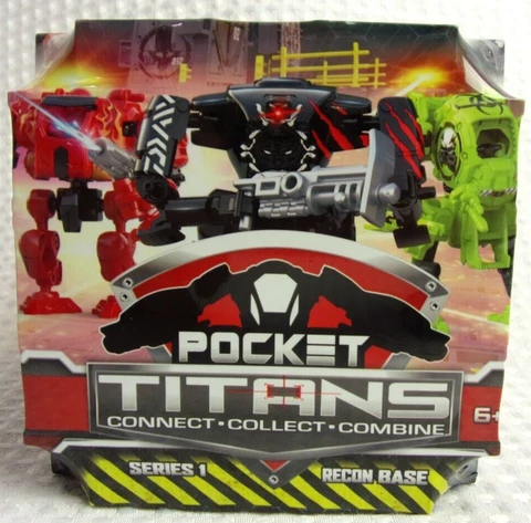 Pocket Titans Robot w Accessories + Self-Assembly Arena Recon Base Mystery Fig Cover