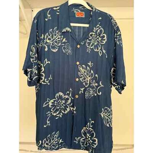Tommy Bahama Relax Hawaiian Shirt Blue Floral Size Large Button-Down - Picture 1 of 9