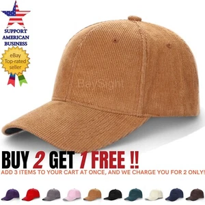 Corduroy Dad Hat Baseball Snapback Adjustable Size 5 Panel Cap Unisex Men Women - Picture 1 of 28