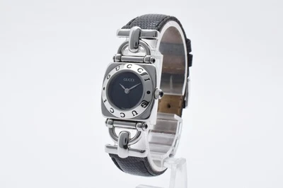 Vintage [NEAR MINT] GUCCI 6300L Horsebit Black Dial Silver Quartz Ladies Watch - Image 1 of 4