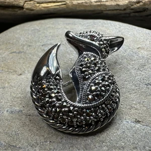 Spilla volpe animale marcasite donna ragazza stile vintage spilla wicca pagana 925 - Foto 1 di 9