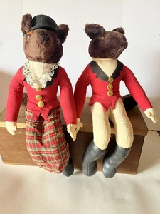 Vintage Hanford’s 15” piel de peluche zorros cazador y cazador Navidad cuadros - Imagen 1 de 21