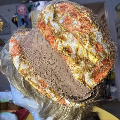 Union made  1940s Orange Gold &white Hat Vintage - Image 1 of 4