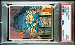 1940 SUPERMAN CARD #62 PERIL IN THE PRESSES PSA 2 GOOD HIGH NUMBER GUM INC. RARE - Picture 1 of 2