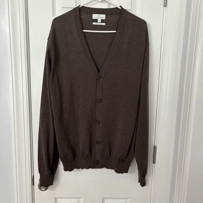 Toscano Firenze 100% Merino Wool Cardigan Sweater Brown Men’s XL Made in Italy — 第 1/4 张图片