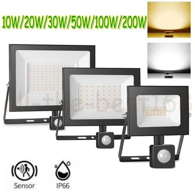 10/100/200W LED Floodlight PIR Motion Sensor Outdoor Garden Security Lights IP65 - Image 1 of 4