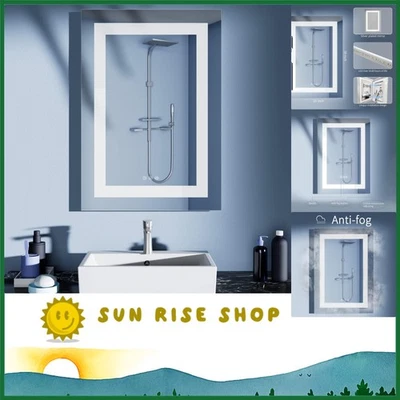 Rectangular Touch Control Bathroom Mirror with Adjustable LED Brightness 20x28 - Image 1 of 4