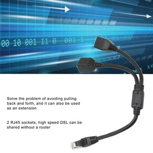 RJ45 Ethernet Adapter Cable Extension 1 To 2 Port Excellent Connection Trans SAL - Afbeelding 1 van 22