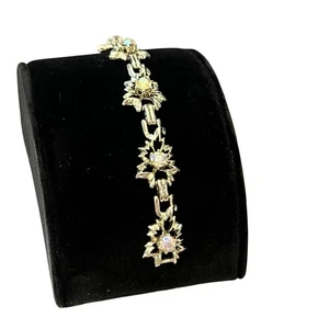 Vintage silberfarben Strass Armband 8" Floral oder Schneeflocke geformt Glamourös - Bild 1 von 13