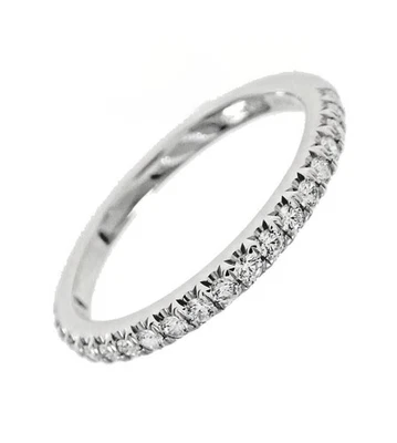 $3,300 TIFFANY & CO. SOLESTE DIAMOND HALF FULL HALF ETERNITY WEDDING BAND RING 6 - Image 1 of 4