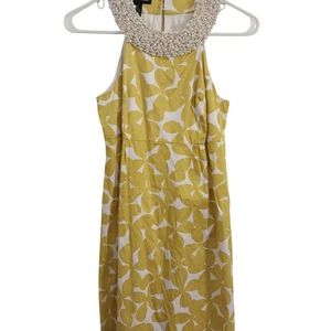 INC International Concepts Womens Size 2 Yellow and White Patterned Dress - Picture 1 of 5