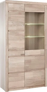 Vitrine Silkeborg HOME AFFAIRE  Schrank Eiche weiß gekalkt teilmassiv H.170cm - Bild 1 von 4