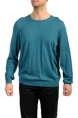 Hugo Boss Men's "Leno-P" 100% Wool Teal Crewneck Pullover Sweater US XL IT 54 - Image 1 of 4