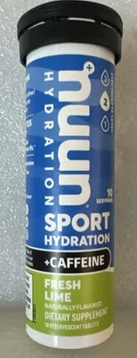 Nuevo Nuun Sport Cafeína Lima Fresca 10 Comprimidos/Paquete Único/Caducidad 11/25 Foto 1 de 3